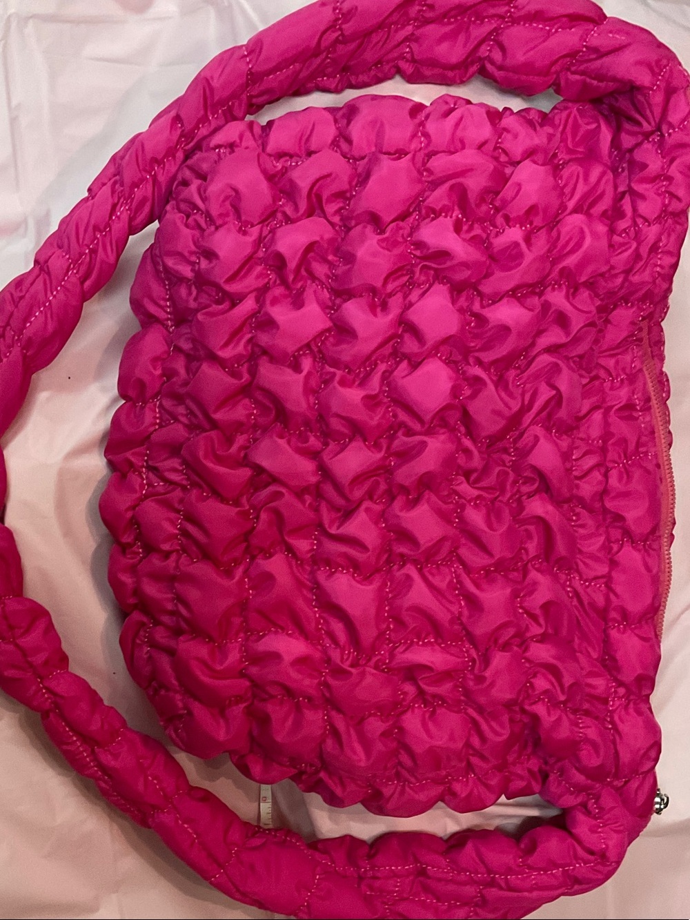 Quilted Ruched Shoulder Bag - Hot Pink
